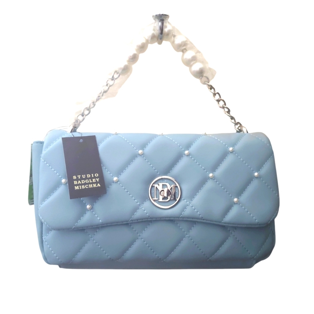 Badgley Mischka Blue Quilted Handbag